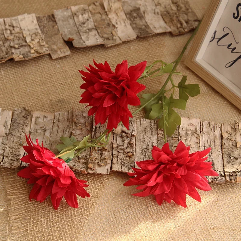 lot de 4 branches de dahlia artificielles en soie décoratives