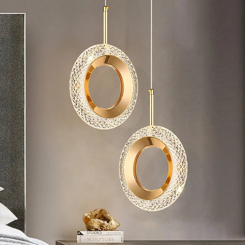Anneau nordique suspension LED lumières intérieur lampe suspendue décor de chambre pour chevet chambre salon moderne suspension - vue 5 sur 12