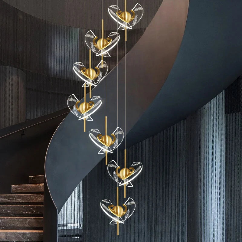lustre moderne en cuivre pour décoration créative intérieur élégant - vue 4 sur 14