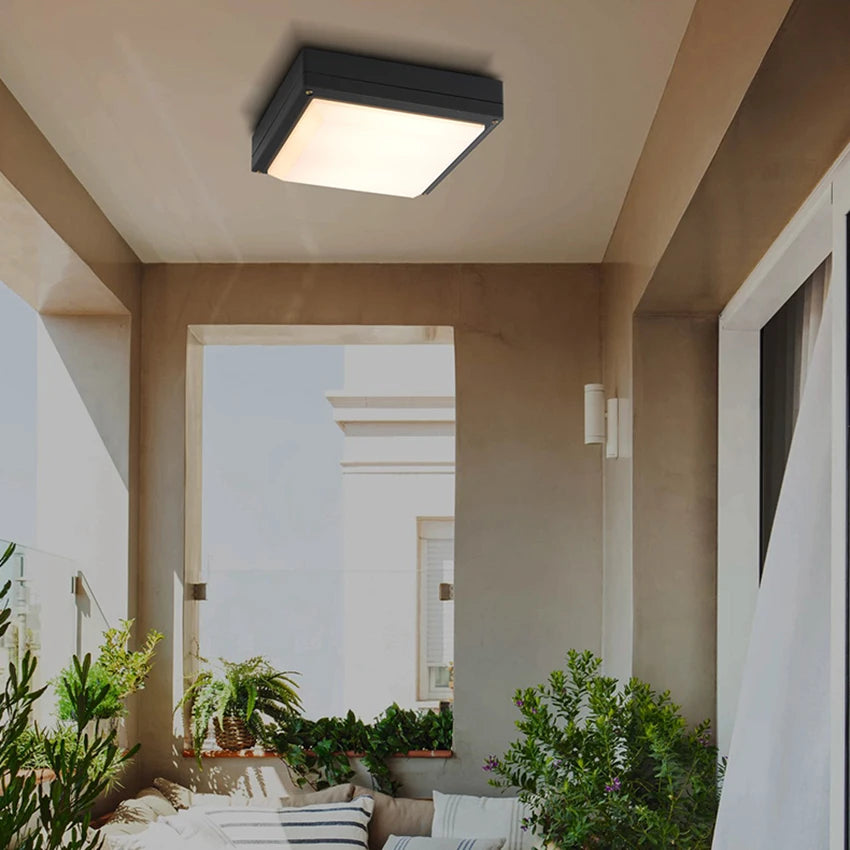 plafonnier extérieur étanche pour éclairage de jardin et terrasse - vue 7 sur 8