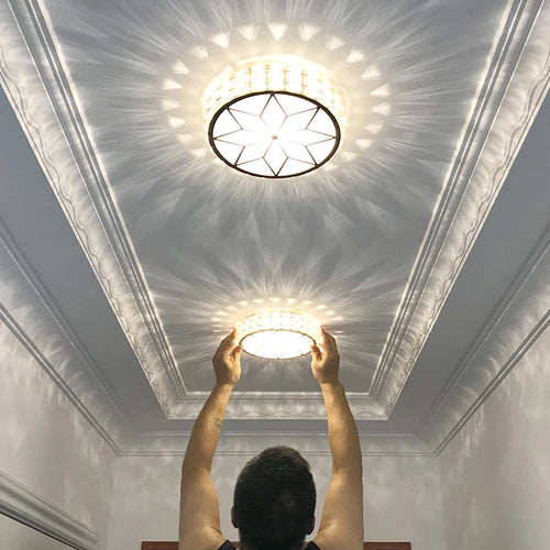 Plafonnier en cristal moderne salon couloir rond plafonnier carré chambre escaliers Vestibule montage en Surface balcon allée