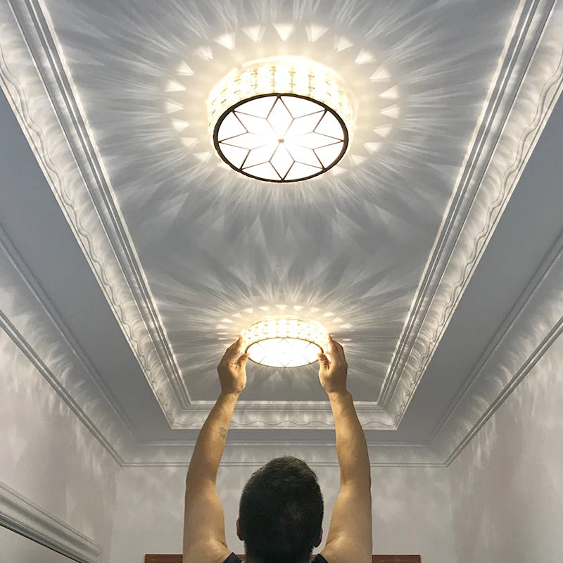 Plafonnier en cristal moderne salon couloir rond plafonnier carré chambre escaliers Vestibule montage en Surface balcon allée - vue 5 sur 8