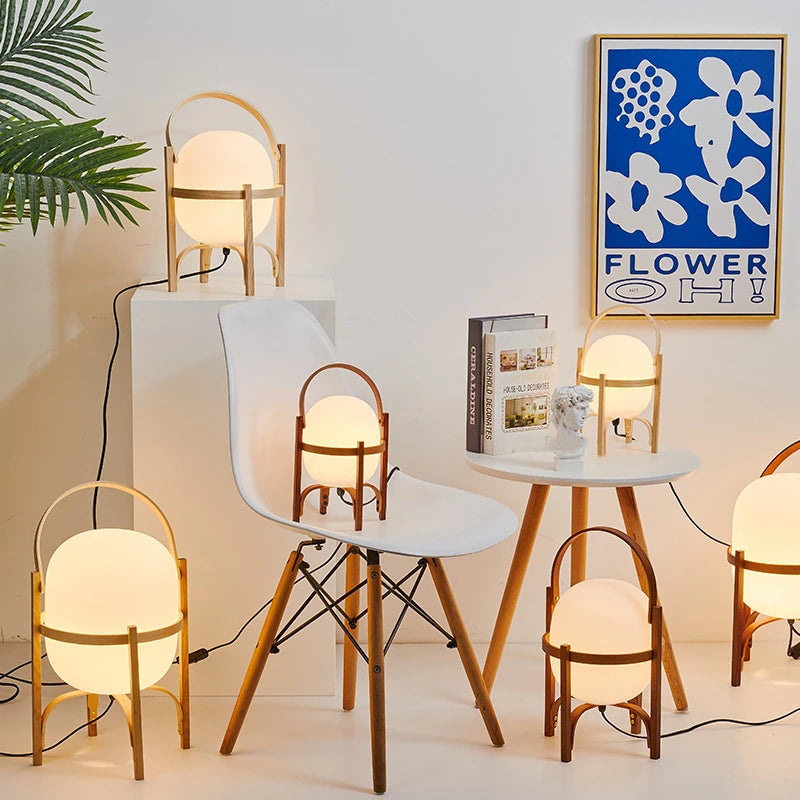 lampe sur pied bois moderne art éclairage table salon étude chambre portable - vue 4 sur 8