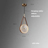 suspension luminaire cuir led verre lustre