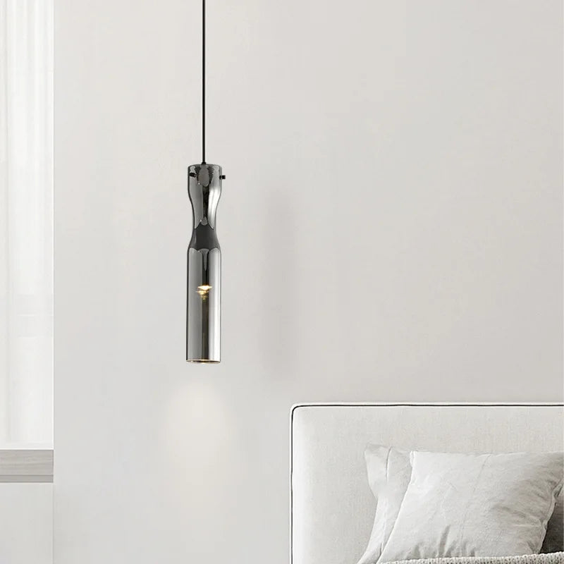 suspension LED moderne en verre avec cordon réglable - vue 3 sur 7