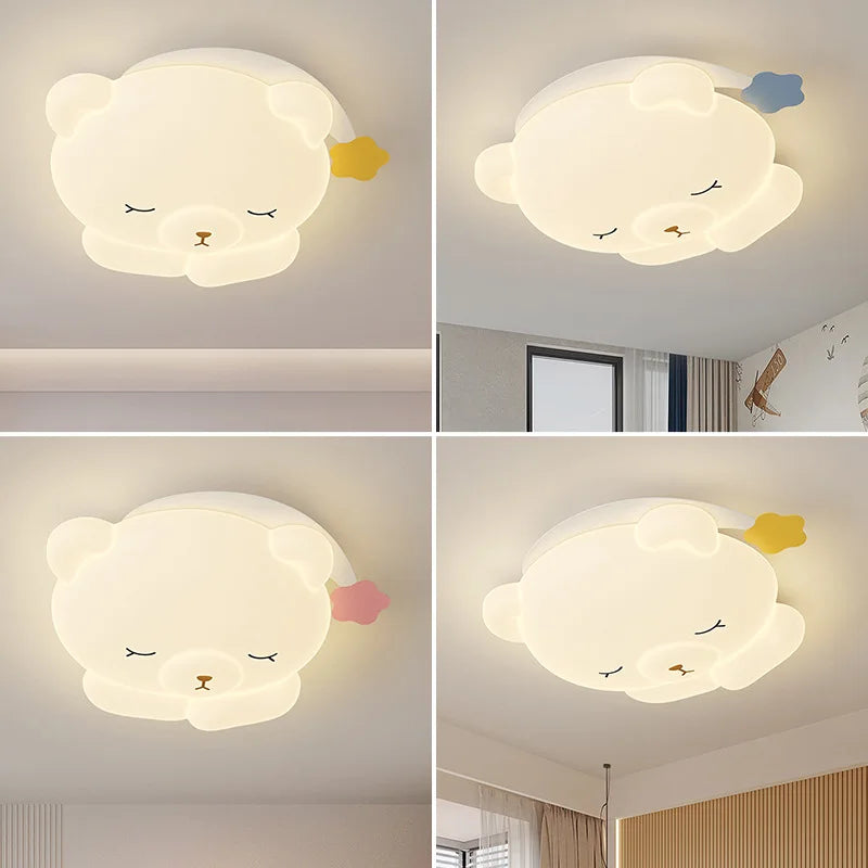 Mignon bonnet de nuit ours lampe chambre d'enfants plafonniers romantique chaud chambre de bébé garçon fille chambre plafonniers dessin animé chambre décor - vue 6 sur 9