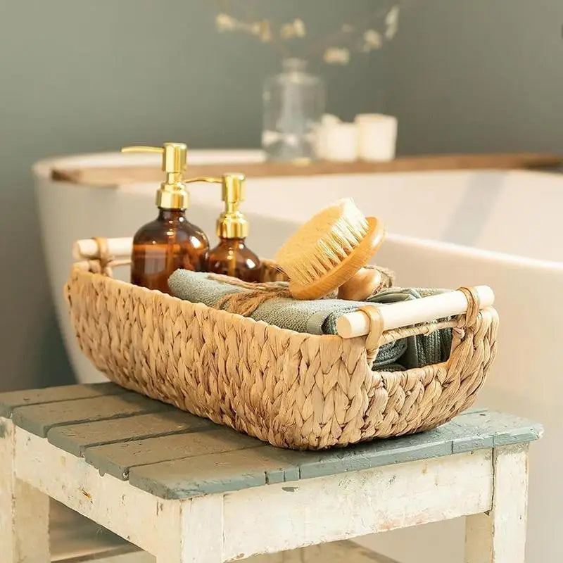 panier en jacinthe d'eau pour rangement aliments et collations - vue 3 sur 7