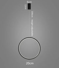 Suspension LED minimalistes lumière anneau rond cercle lustre maison pour salon éclairage intérieur lustre noir luminaires