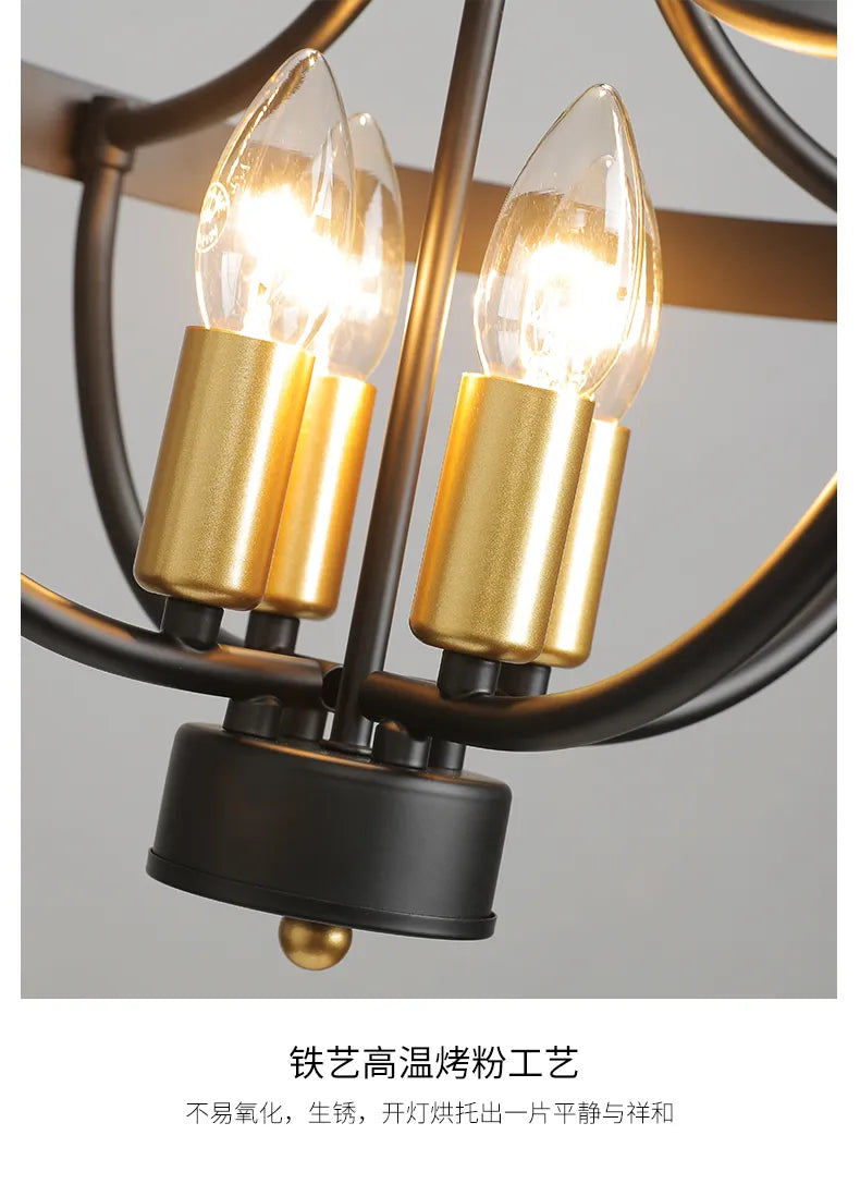 lustre rustique fer moderne suspendu - vue 5 sur 5