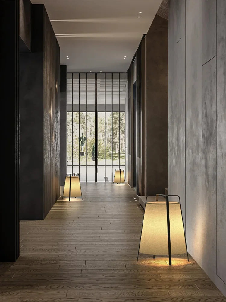 lampadaire japonais en tissu rétro pour décoration intérieure - vue 4 sur 8
