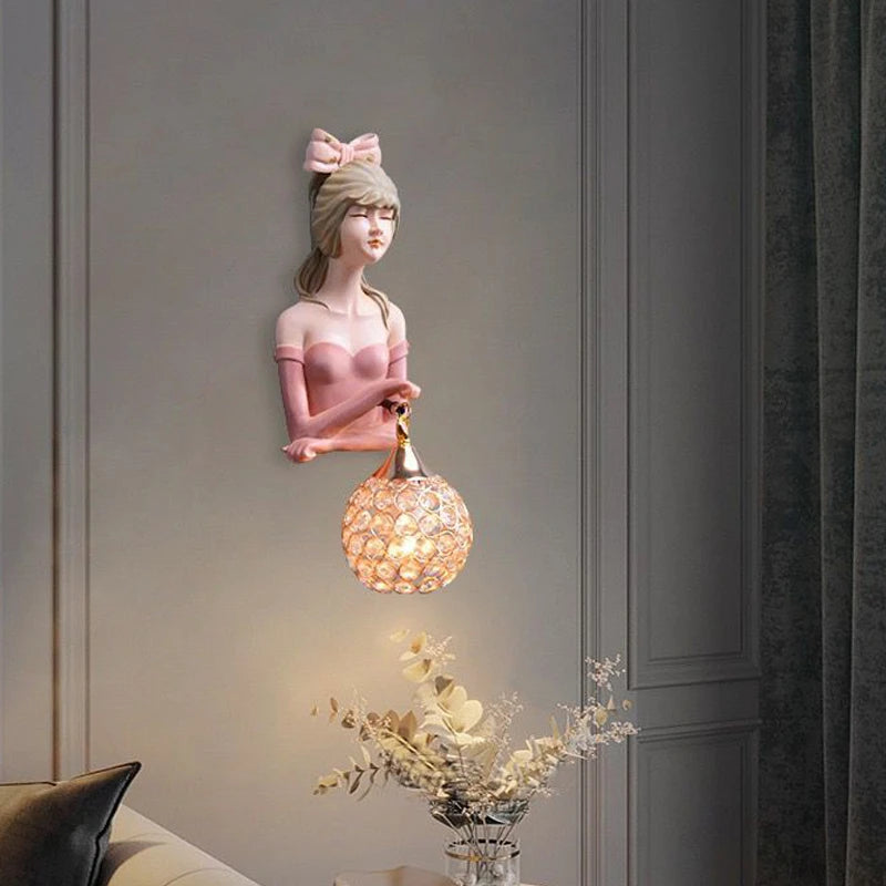 applique murale led moderne en résine pour belle fille