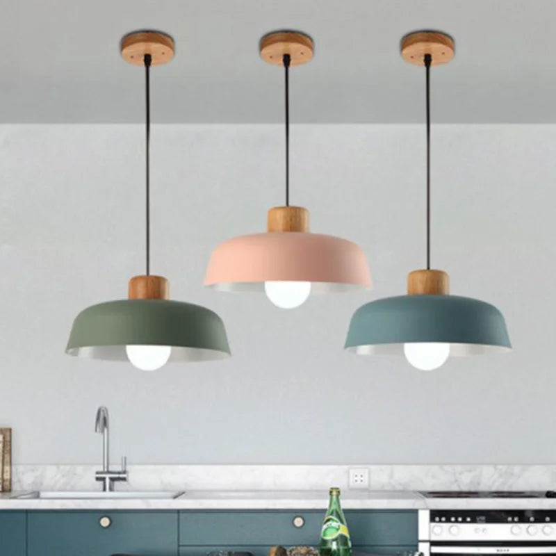 lampe suspendue style nordique macaron led en aluminium décoratif