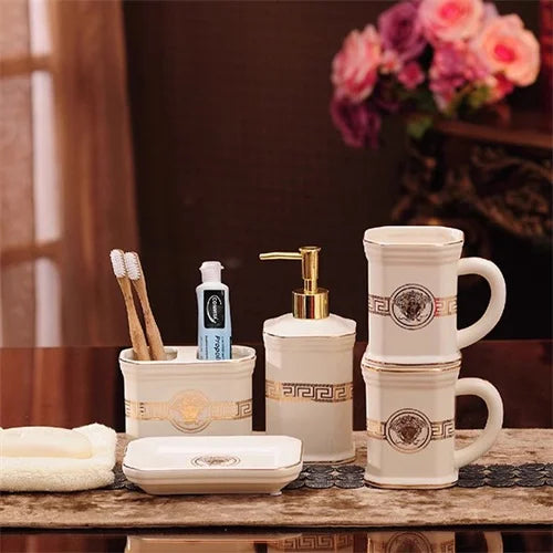 ensemble de 5 accessoires de salle de bain luxe pour mariage - vue 11 sur 20