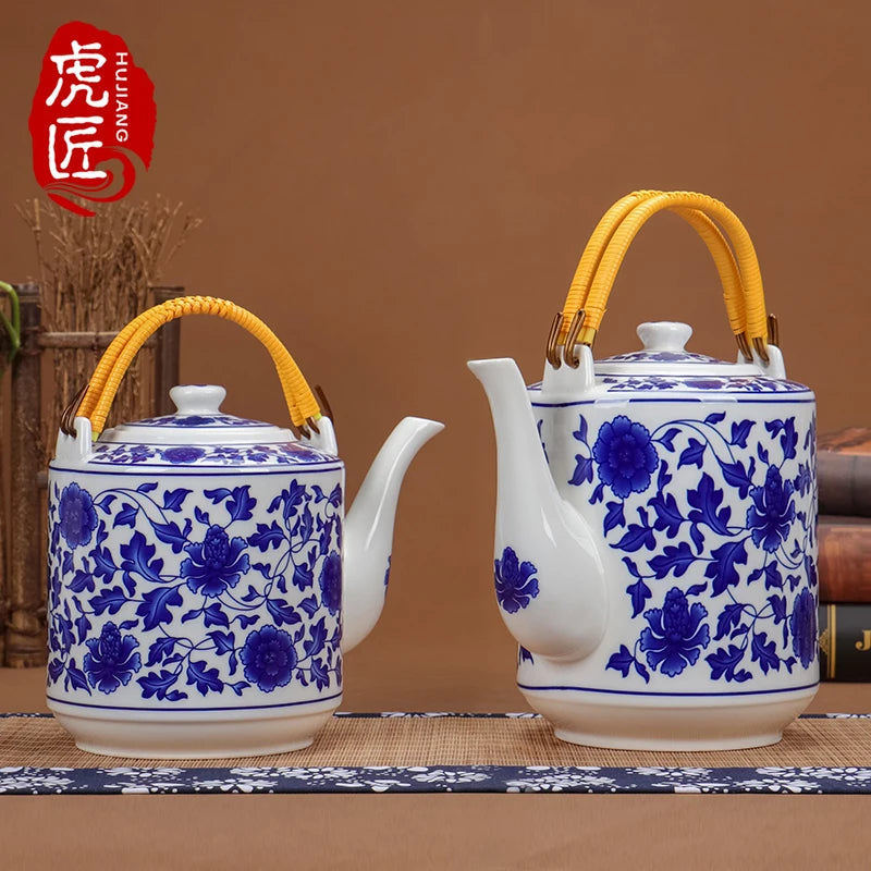 Théière céramique jingdezhen grande capacité style chinois décor - vue 5 sur 7