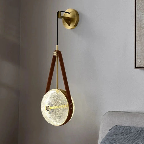Applique murale design luxe cuivre verre post-moderne cuir
