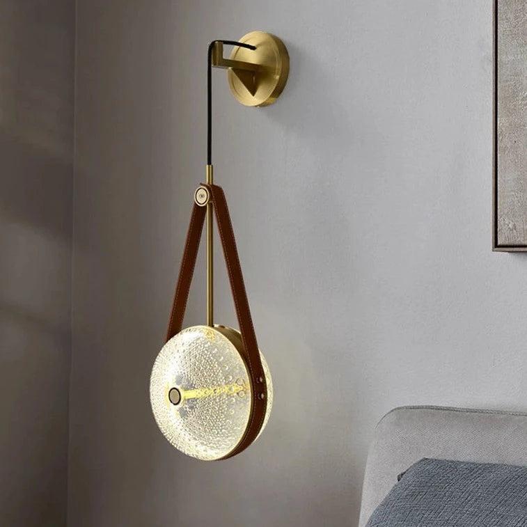 Applique murale design luxe cuivre verre post-moderne cuir - vue 4 sur 3