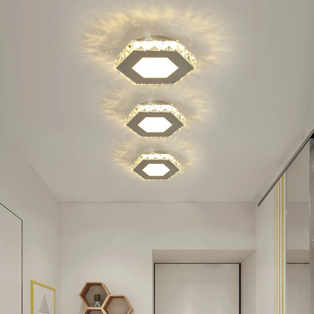 plafonnier led moderne en cristal pour maison et balcon - vue 2 sur 8