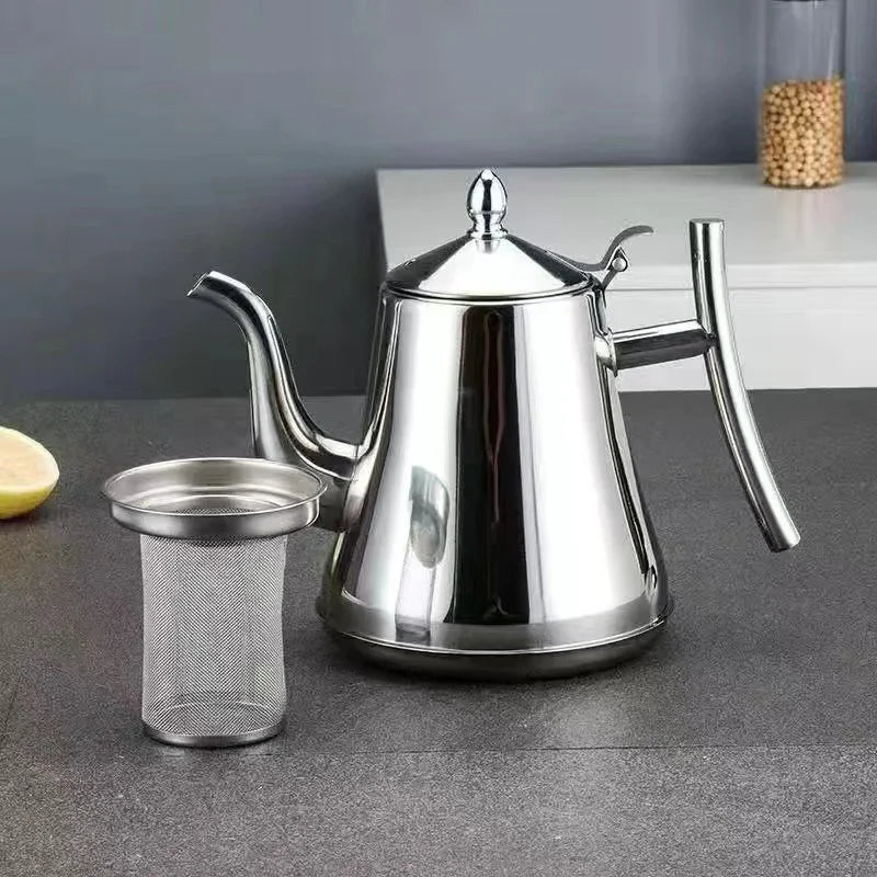Théière acier inoxydable poli avec infuseur filtre cuisine - vue 5 sur 7