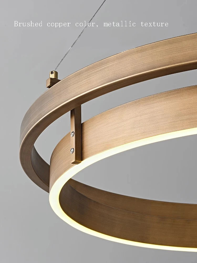 lustre nordique en bronze brossé avec suspension led - vue 5 sur 9