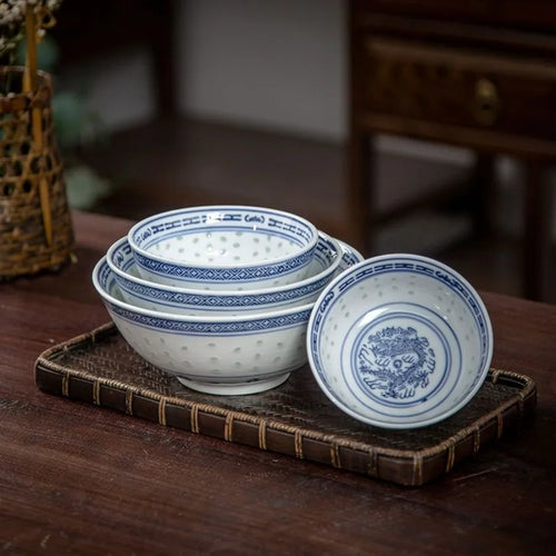 Bol porcelaine jingdezhen motif dragon chinois ramen soupe