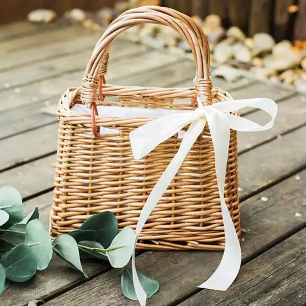 panier à fleurs en osier style rustique pour femmes - vue 4 sur 8