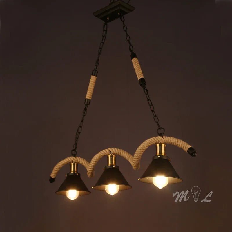 suspension rétro en corde de chanvre pour intérieur vintage