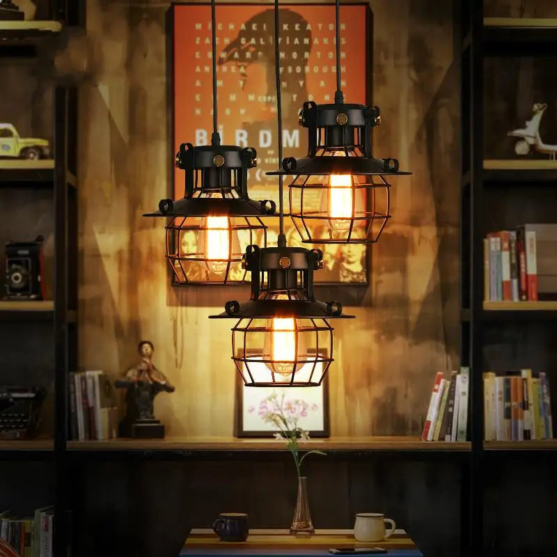 lustre suspendu vintage créatif pour café et restaurant - vue 5 sur 7