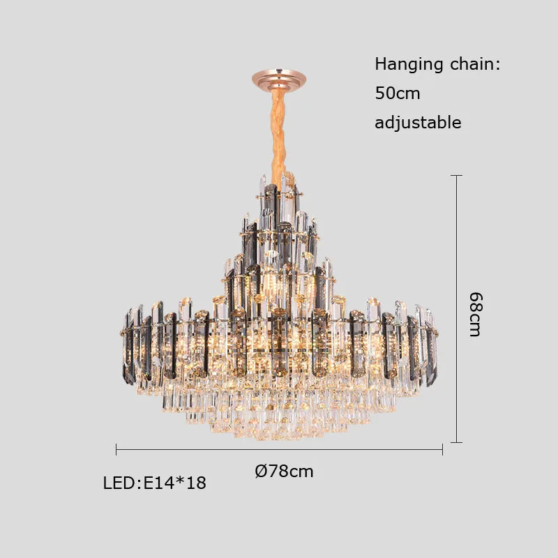 lustre suspendu en cristal à intensité variable design moderne