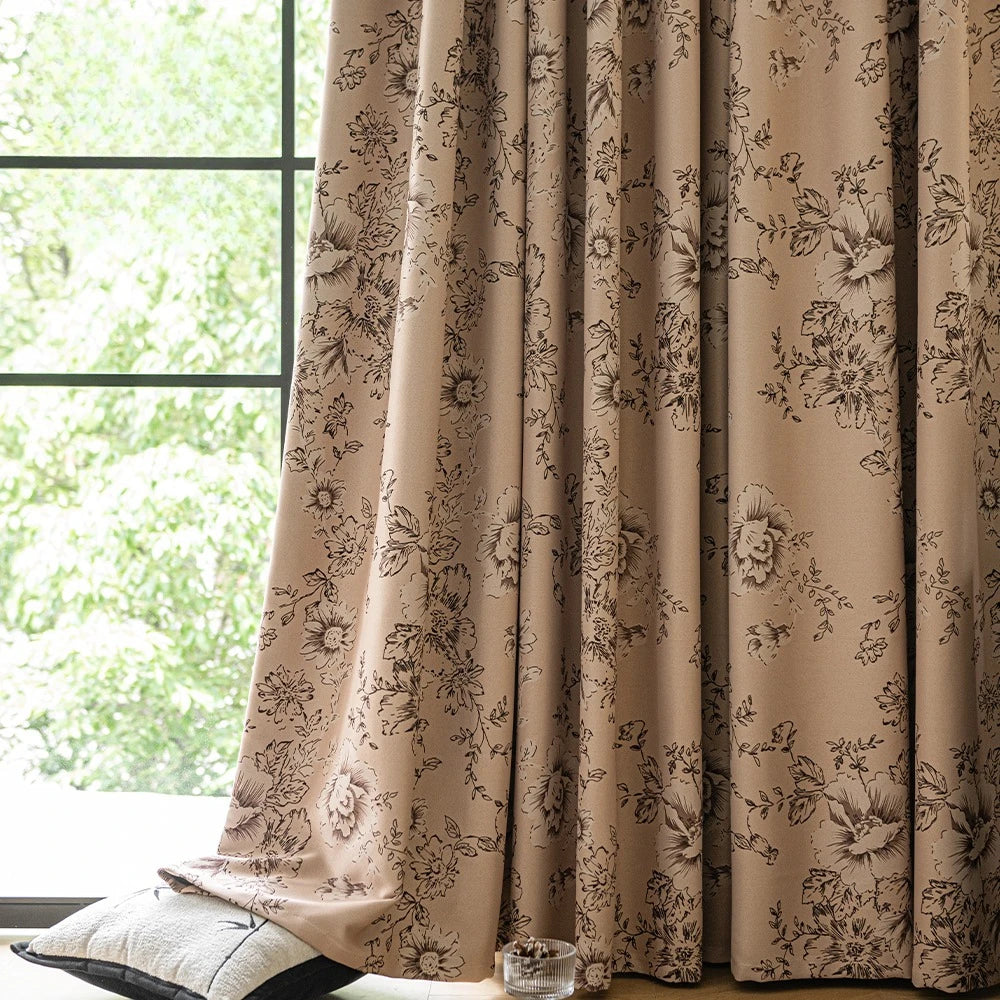 Rideau occultant motif floral moderne pour salon chambre - vue 2 sur 6