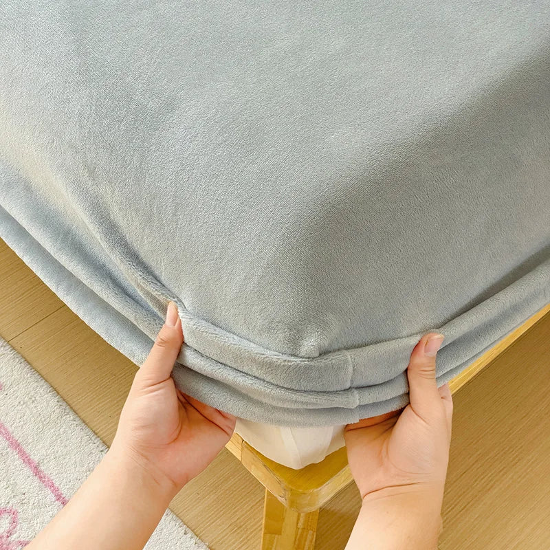 drap-housse en velours chaud avec bande élastique 360 degrés
