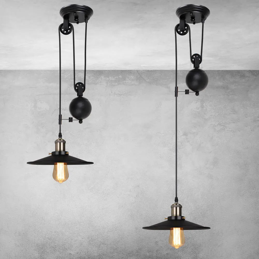 Suspension Poulie en fer rétro Vintage Loft Antique réglable - vue 3 sur 6