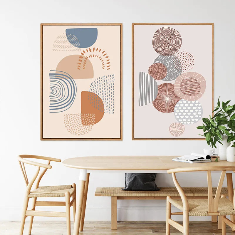 affiche murale abstraite avec petite fleur géométrique décor moderne