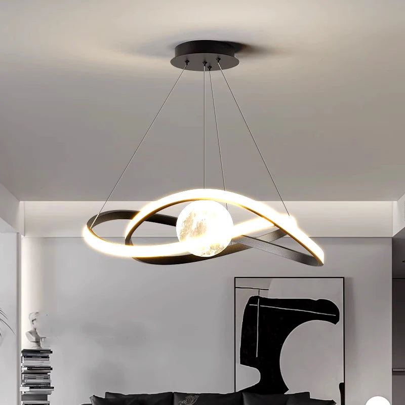 lustre nordique led lune lampe suspendue éclairage intérieur décoratif