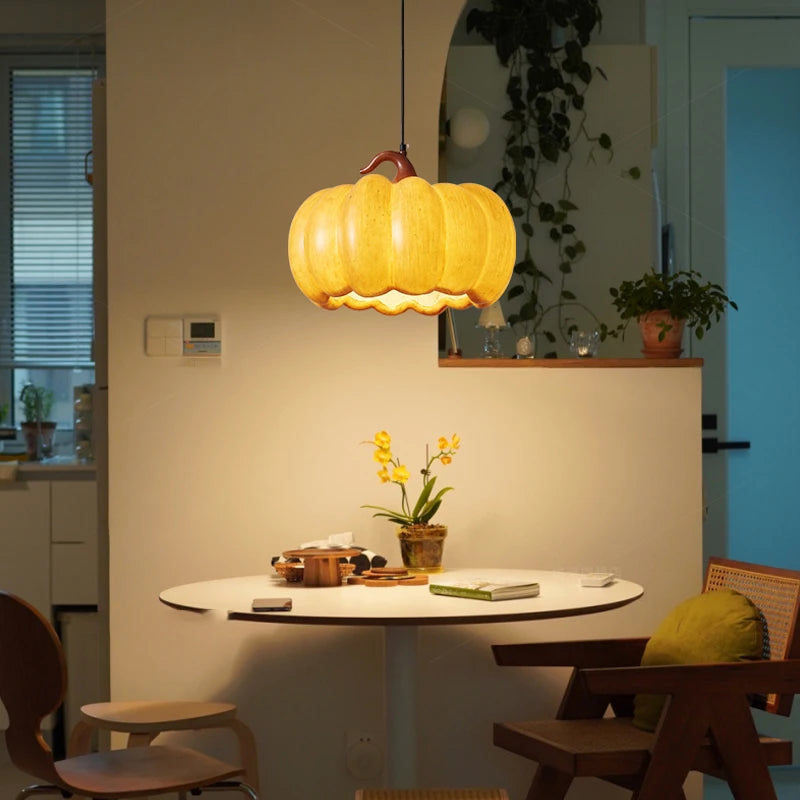 lustre japonais rétro wabi sabi led citrouille pour restaurant - vue 6 sur 10