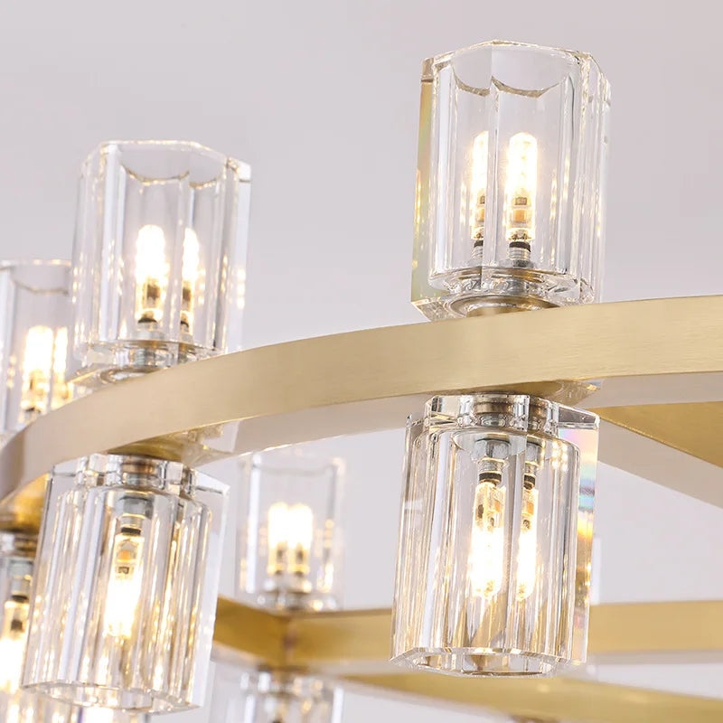 lustre led en cuivre et cristal design moderne luxueux - vue 7 sur 17