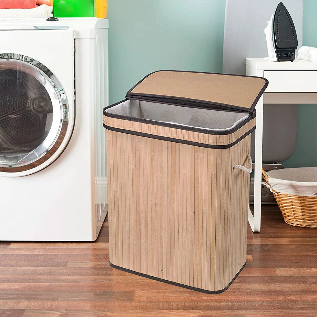 panier à linge étanche avec poignée et couvercle portable - vue 4 sur 9
