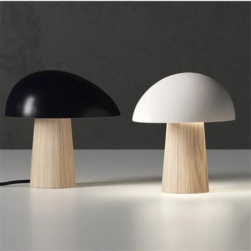 lampe de table champignon en bois design nordique éclairage décoratif