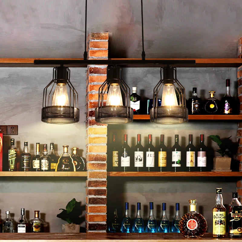 lustre loft rétro style industriel 3 4 5 têtes suspension - vue 5 sur 9