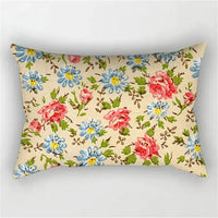 housse de coussin arc-en-ciel fleurs roses décoratives pour salon