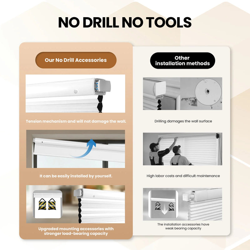Store occultant alvéolaire sans perçage double ouverture fenêtre