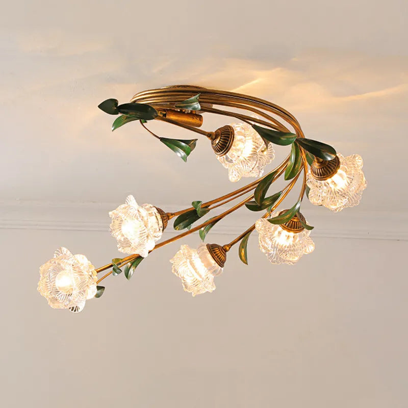 Plafonnier fleurs verre pastoral nordique led viridiplantae - vue 2 sur 8