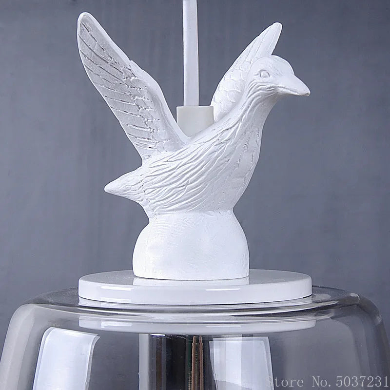 suspension en verre post-moderne avec éclairage en résine d'art