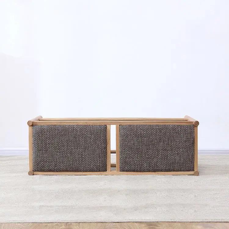 banc nordique en bois massif avec corde tressée design simple - vue 7 sur 6