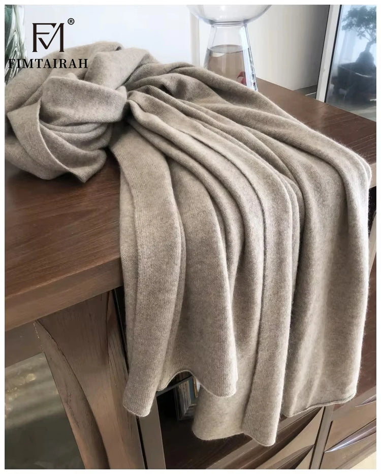 echarpe cachemire maille elegante a franges hiver