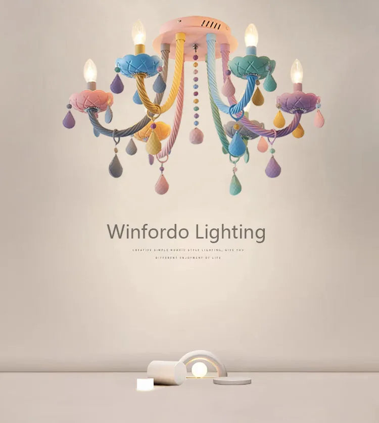 Plafonnier coloré pour enfants lustre moderne Fort chambre d'enfants avec douilles E14/E12 Moe éclairage lampe pour enfants