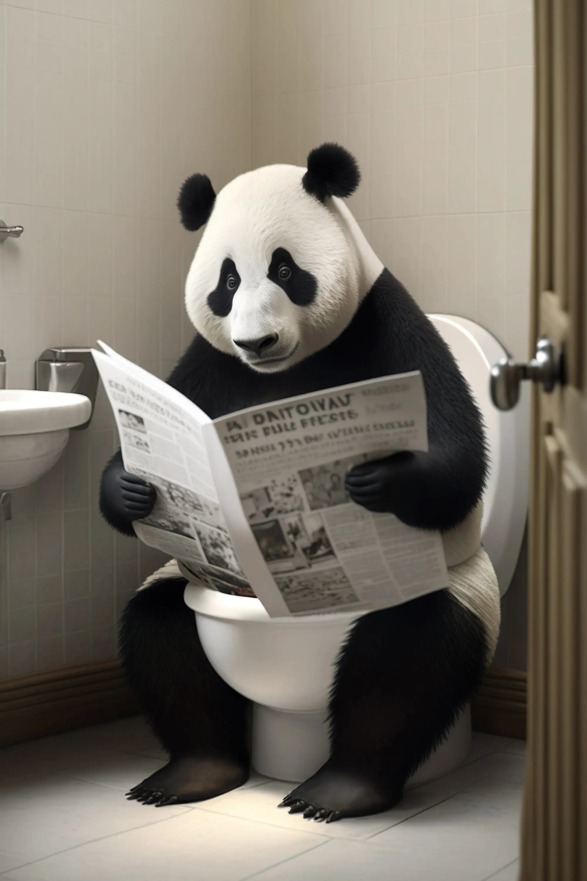 décoration murale humoristique avec animaux sur toilettes