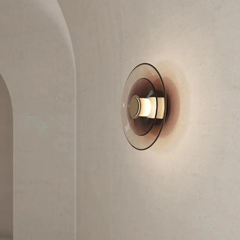 Applique murale Led en verre ambre minimaliste moderne - vue 4 sur 8