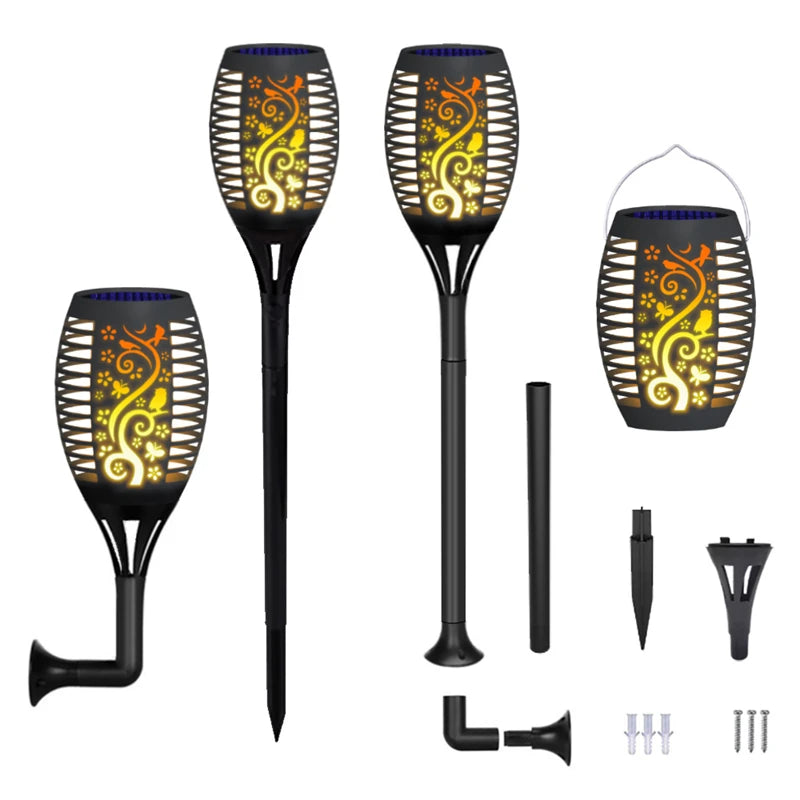 lampe solaire extérieure 96 led torche vacillante pour jardin et patio - vue 2 sur 11