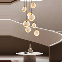 suspension led postmoderne en acier inoxydable et marbre