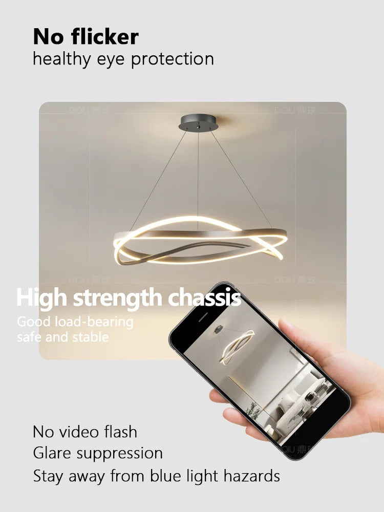 lustre anneau minimaliste créatif moderne pour maison - vue 5 sur 10